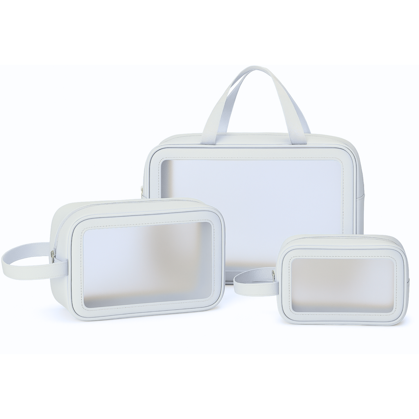 LITH Travel Large Capacity Toiletry Bag 3-Piece Set – Clear Frosted Cosmetic & Makeup Organizer Bags