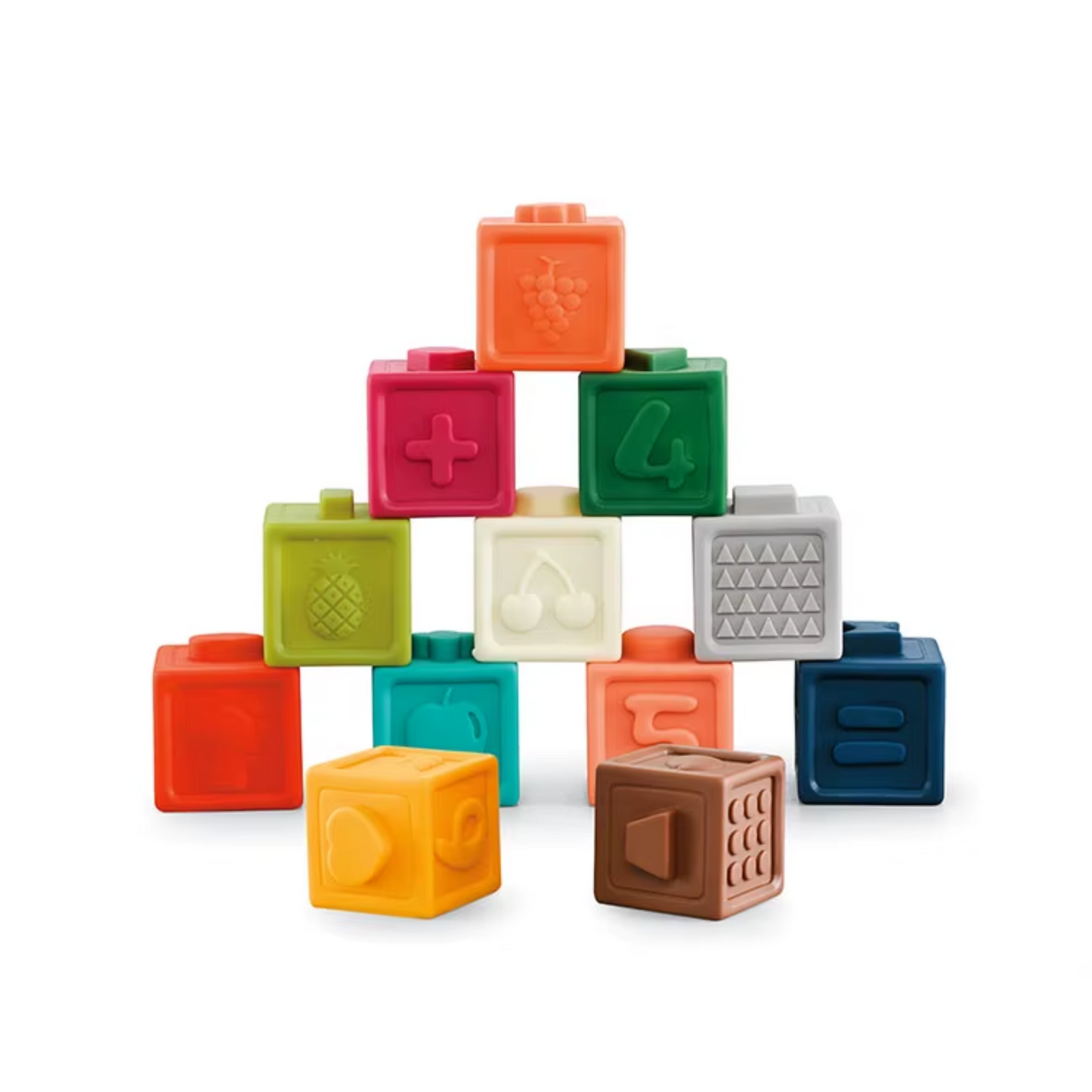 Baby Soft Blocks – 12PCS Montessori Building & Teething Toys for Babies 6 Months+ | Numbers, Animals & Shapes