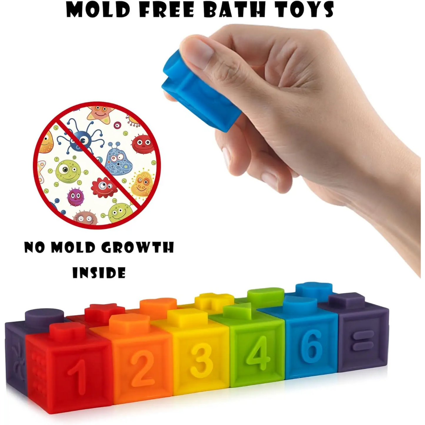 Baby Soft Blocks – 12PCS Montessori Building & Teething Toys for Babies 6 Months+ | Numbers, Animals & Shapes