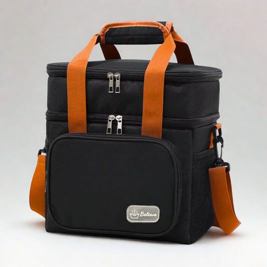 Believe Large Double Waterproof Hot & Cold Lunch Cooler Bag with Strap – 27.5 × 25 × 18 cm