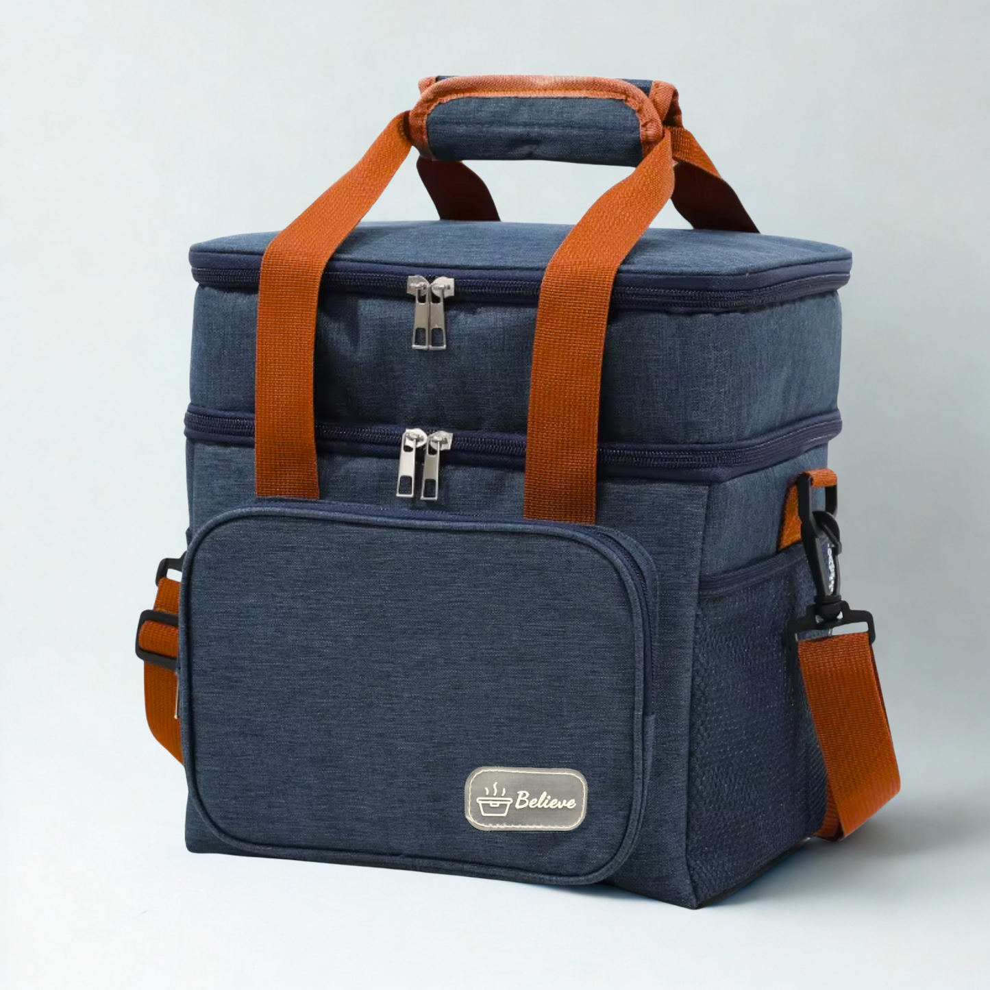 Believe Large Double Waterproof Hot & Cold Lunch Cooler Bag with Strap – 27.5 × 25 × 18 cm