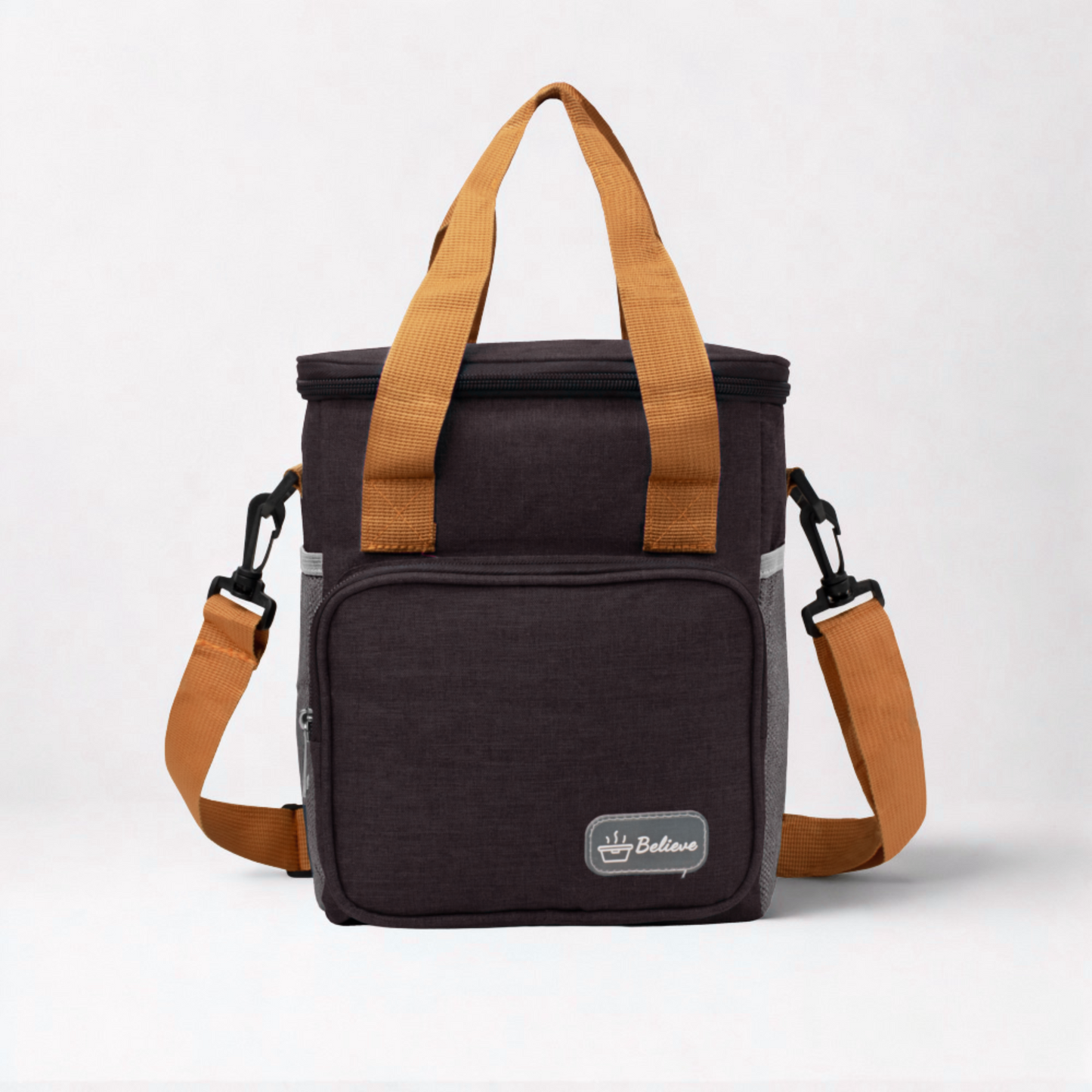 Believe Insulated Lunch Cooler Bag – Waterproof Thermal Lunch Tote with Strap (21 × 14.5 × 24 cm)