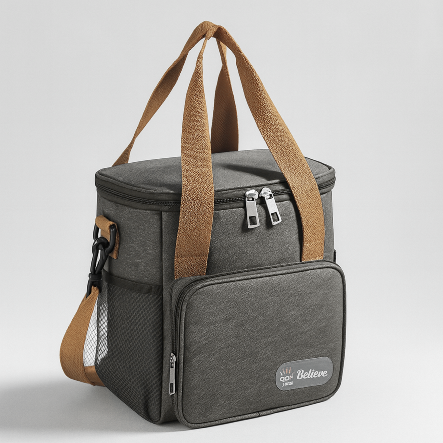 Believe Insulated Lunch Cooler Bag – Waterproof Thermal Lunch Tote with Strap (21 × 14.5 × 24 cm)