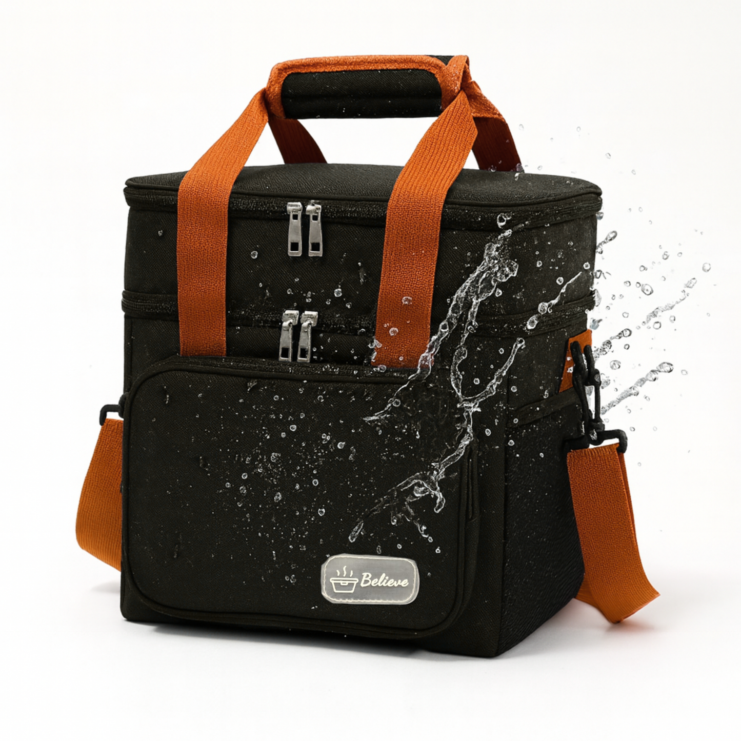 Believe Large Double Waterproof Hot & Cold Lunch Cooler Bag with Strap – 27.5 × 25 × 18 cm
