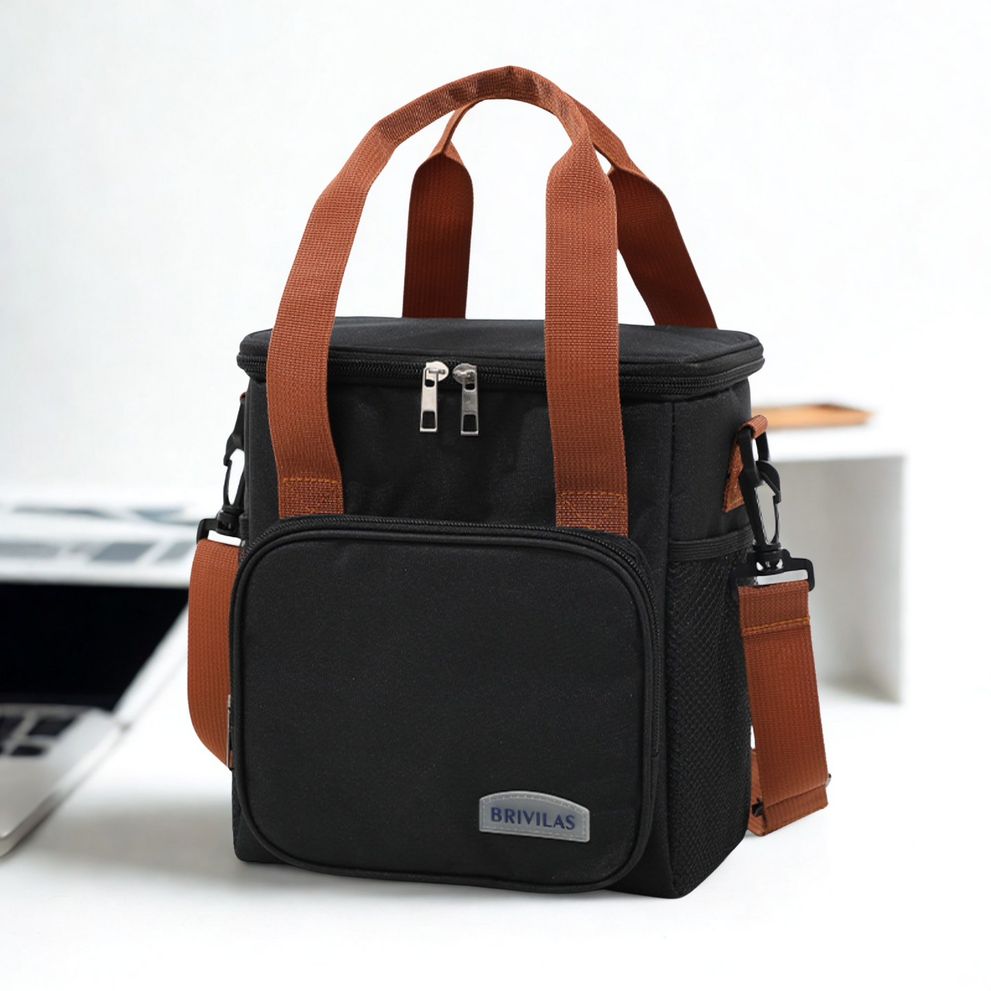 BRIVILAS Insulated Lunch Cooler Bag – Waterproof Thermal Lunch Tote with Strap (21 × 14.5 × 24 cm)