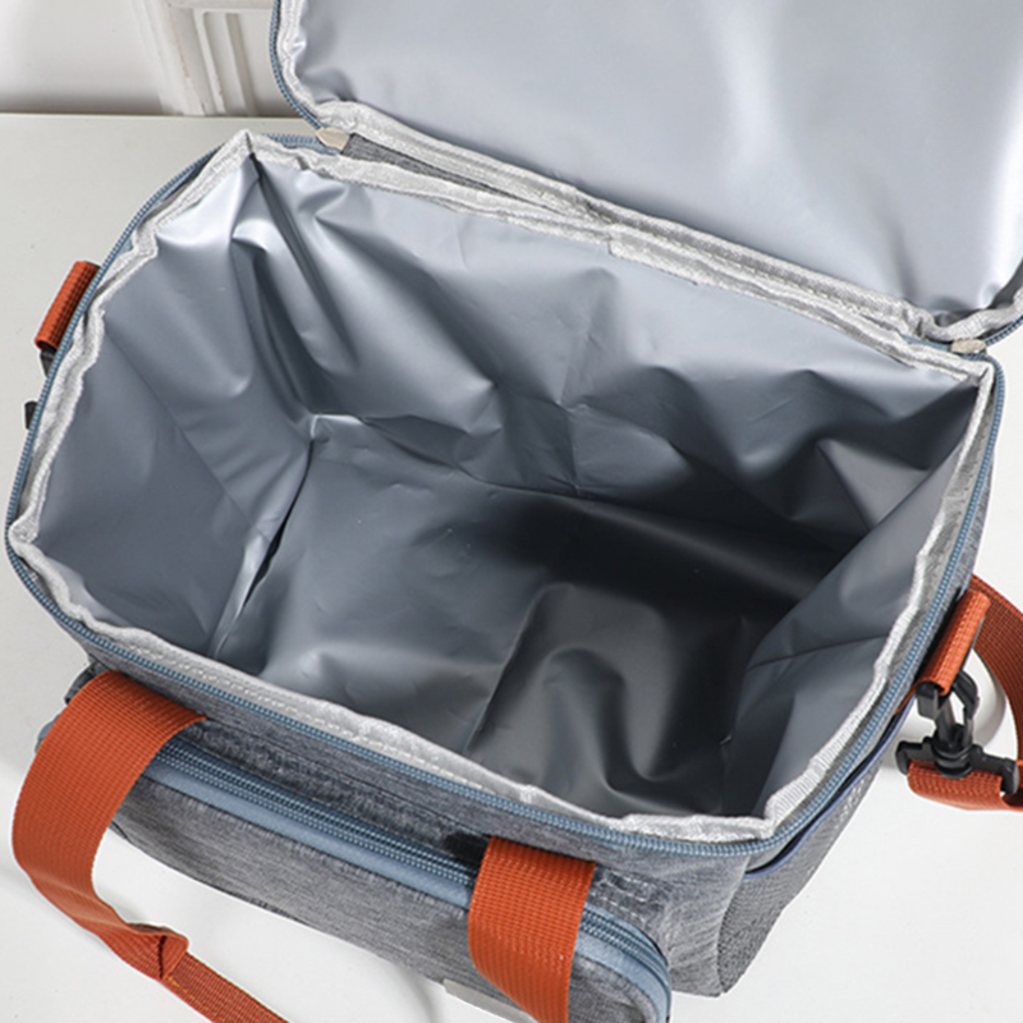 BRIVILAS Large Double Hot & Cold Waterproof Lunch Cooler Bag with Strap – 27.5 × 25 × 18 cm