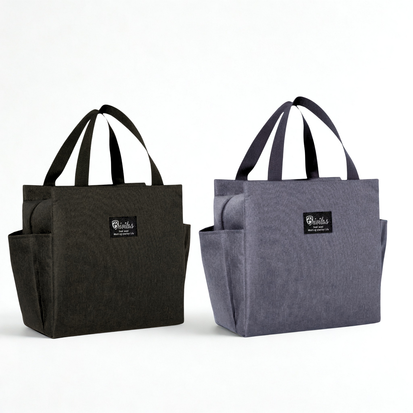 Brivilas Insulated Lunch Bag – 2 Pack Double Compartment Waterproof Cooler Totes (Lightweight, 23 × 16.5 × 26 cm)