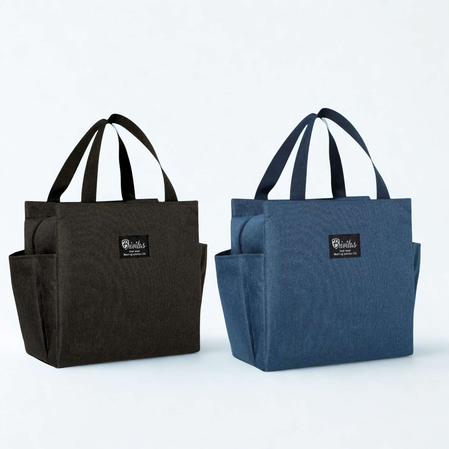 Brivilas Insulated Lunch Bag – 2 Pack Double Compartment Waterproof Cooler Totes (Lightweight, 23 × 16.5 × 26 cm)