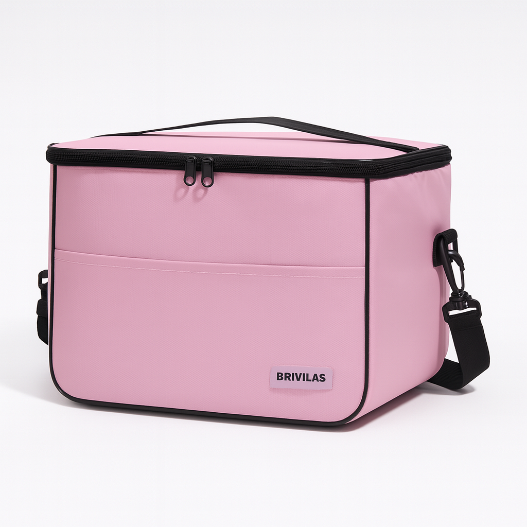 Thermal Foil-Insulated Large Square Lunch Cooler Bag with Strap