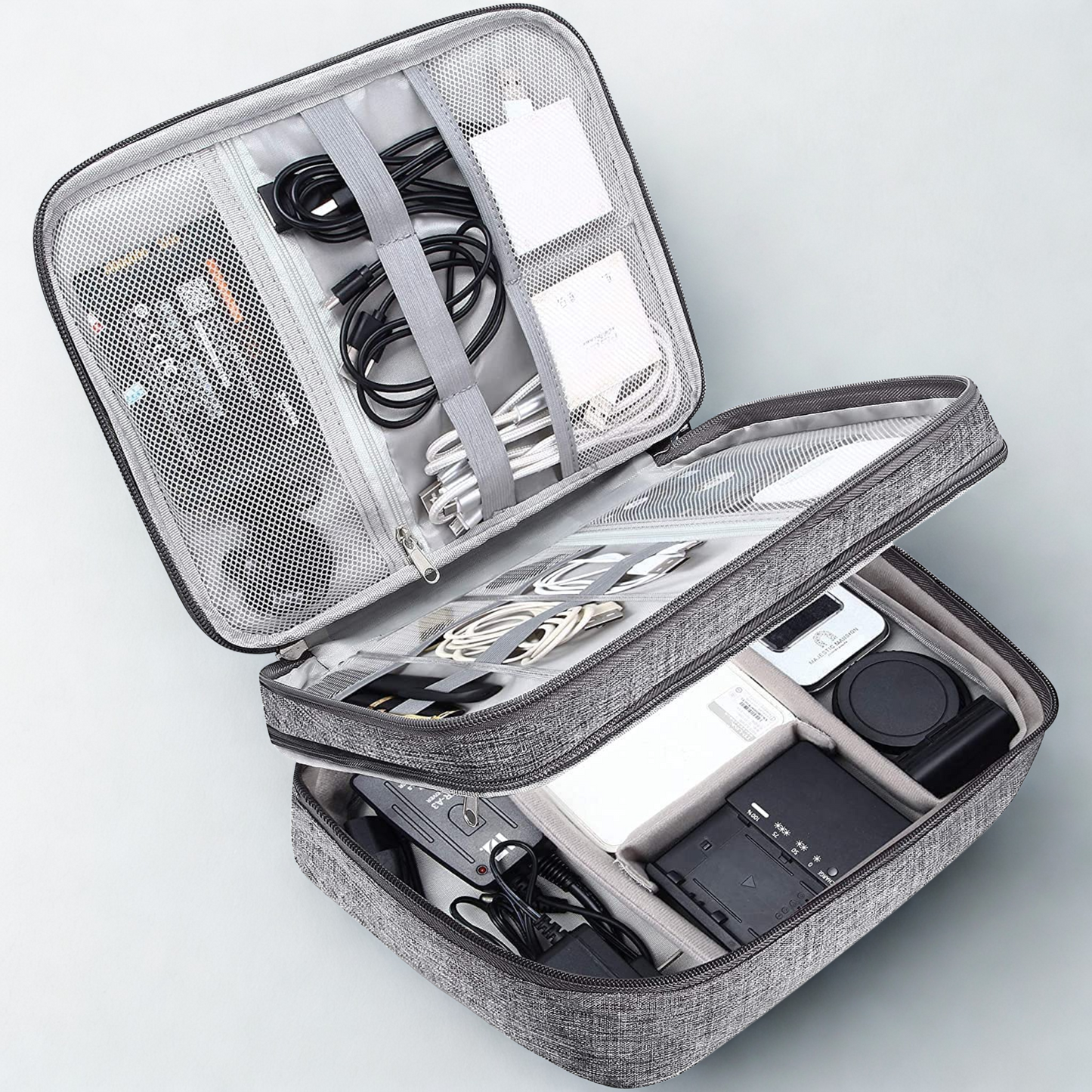 Double Layer Travel Electronics Accessories Organizer Bag