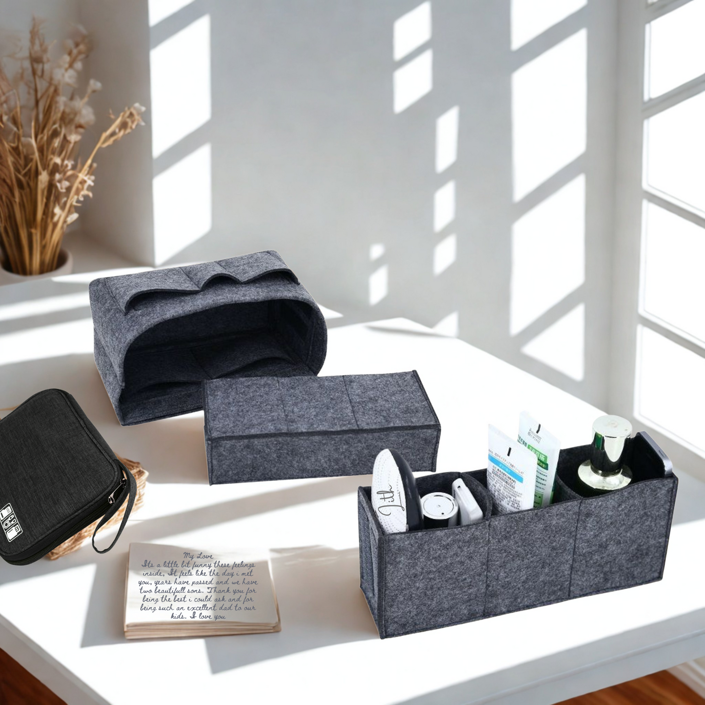 2-in-1 Handbag Organizer Insert – Lightweight Felt Tote Bag Organizer with Removable Pouch