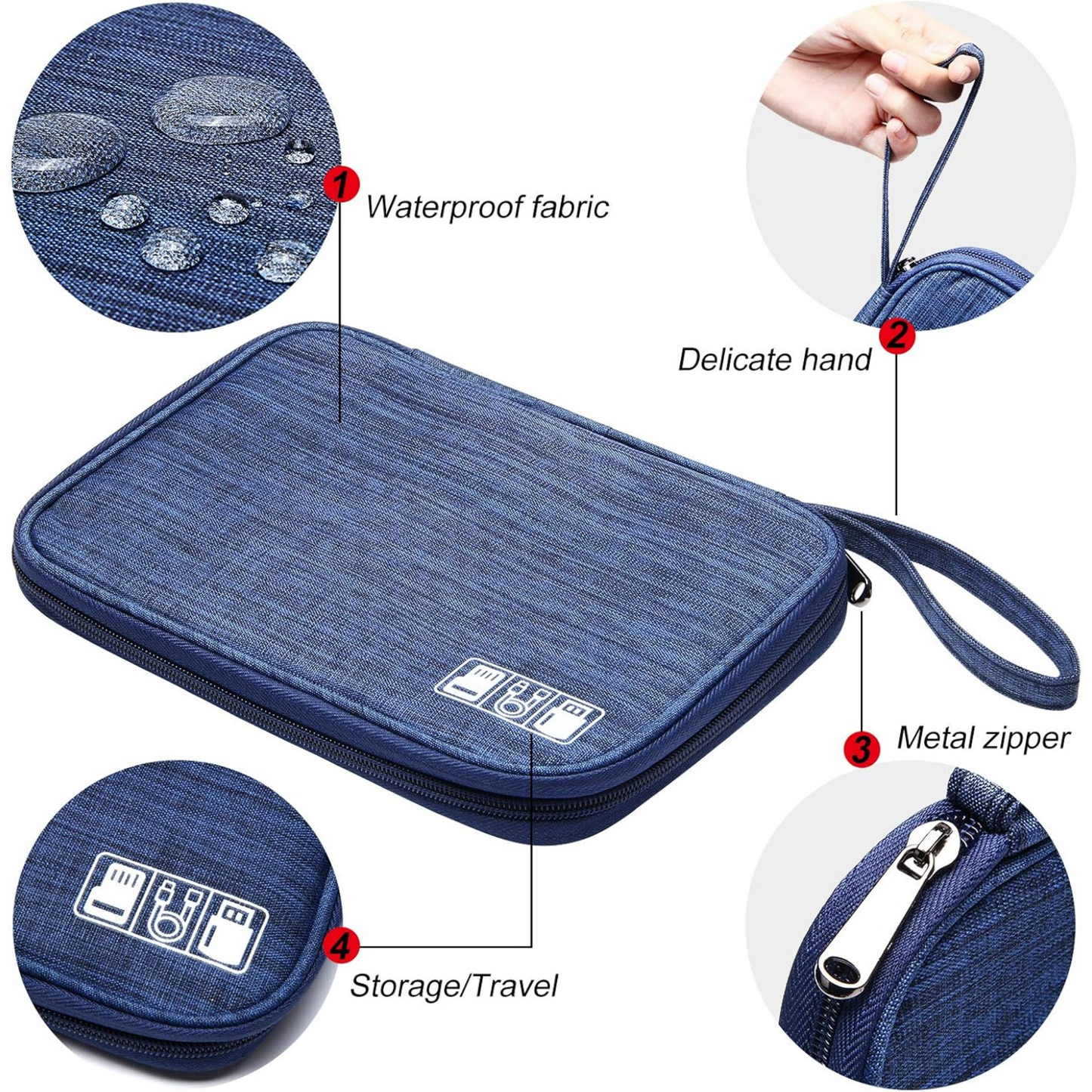 Cable Organizer Bag – Travel Essentials Electronics Organizer with Handle