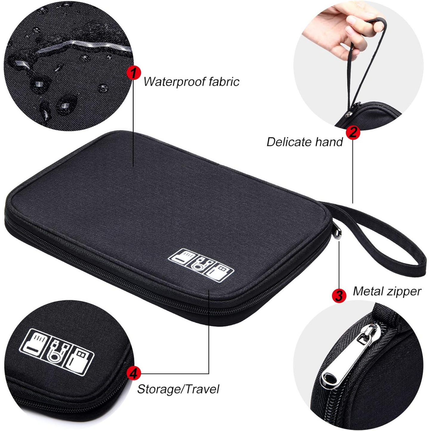 Cable Organizer Bag – Travel Essentials Electronics Organizer with Handle