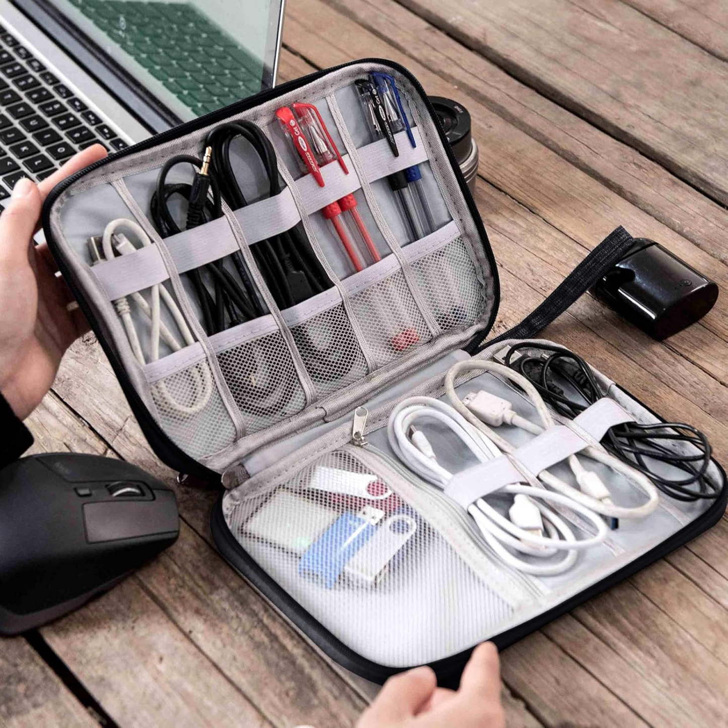 Cable Organizer Bag – Travel Essentials Electronics Organizer with Handle