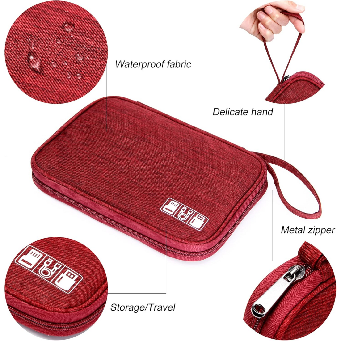Cable Organizer Bag – Travel Essentials Electronics Organizer with Handle