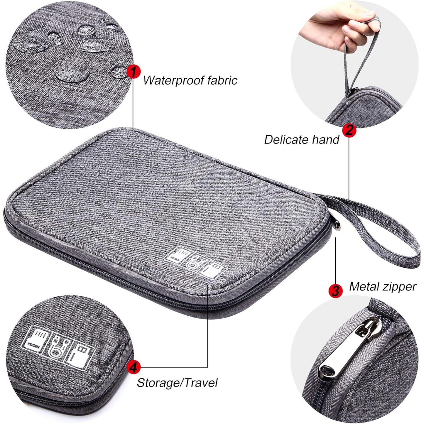 Cable Organizer Bag – Travel Essentials Electronics Organizer with Handle