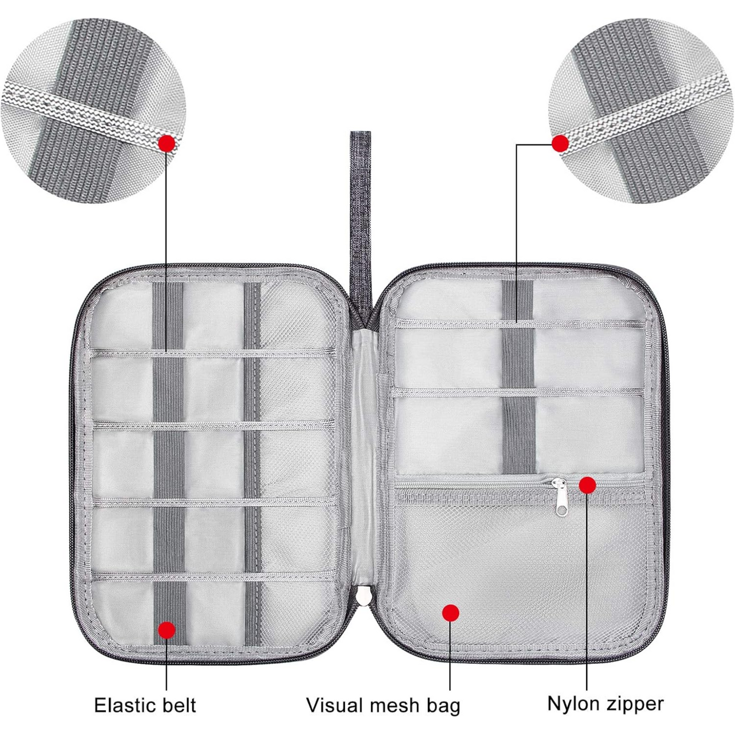 Cable Organizer Bag – Travel Essentials Electronics Organizer with Handle