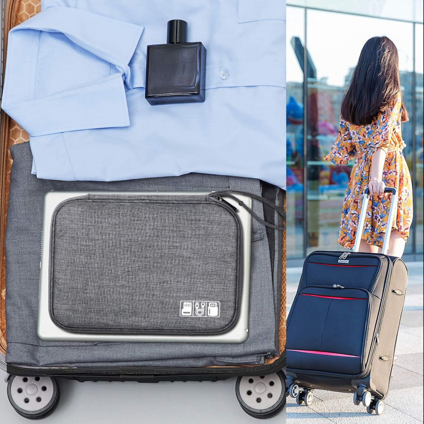 Cable Organizer Bag – Travel Essentials Electronics Organizer with Handle