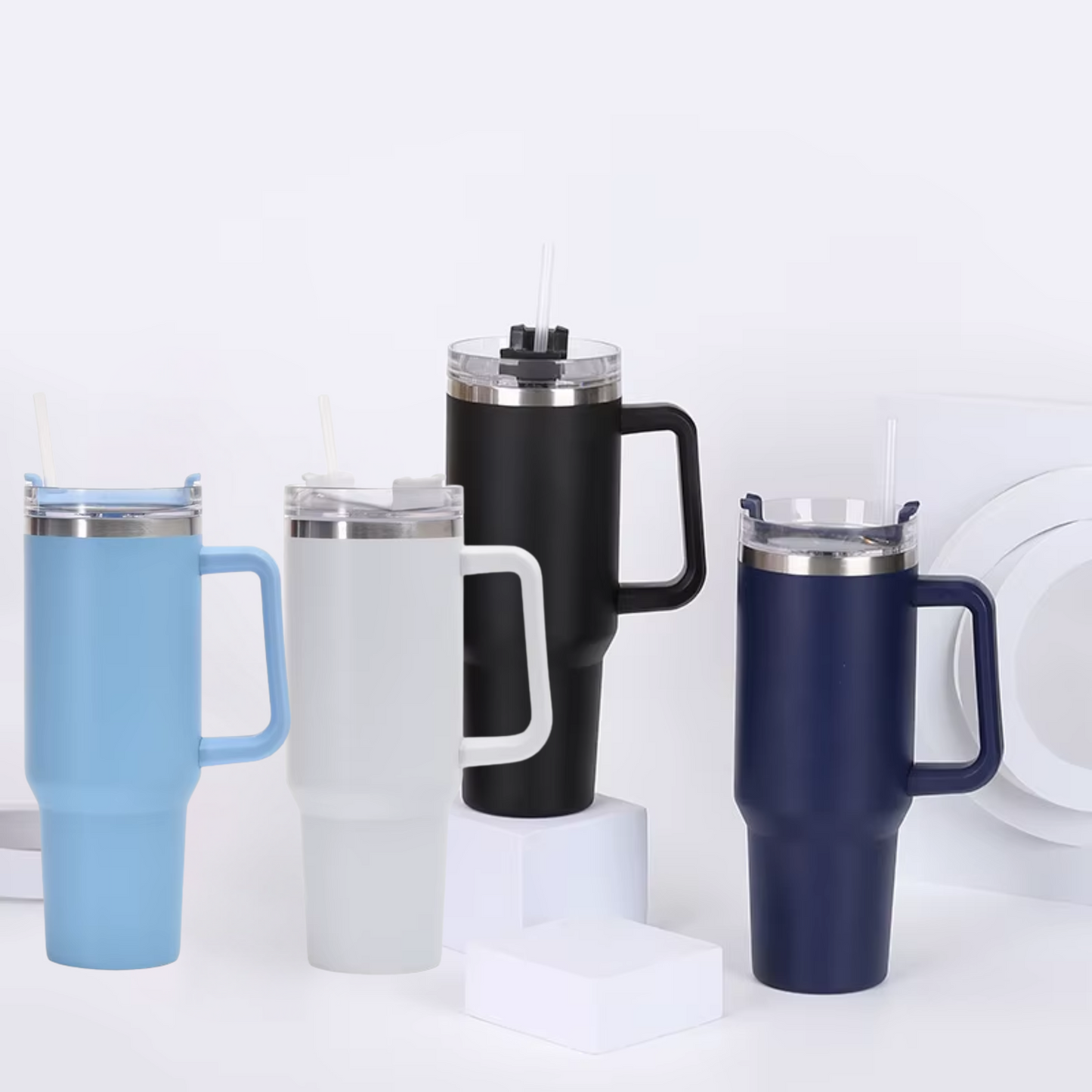 LITH 1200ml Insulated Tumbler with Handle & Straw — Leakproof Stainless Steel Travel Mug