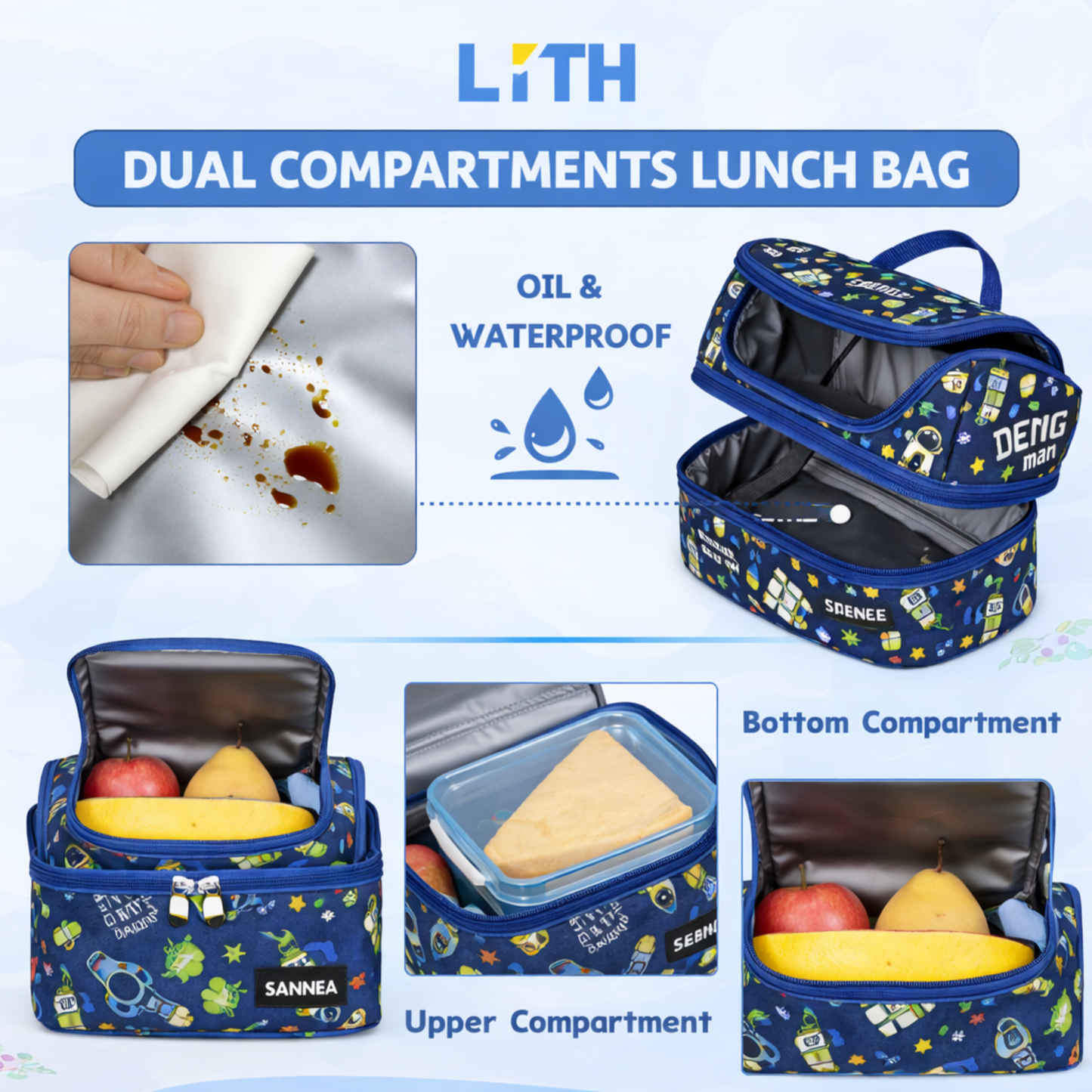 LITH SANNEA 7L Insulated Lunch Box – Dual Compartment Leakproof Cooler Bag for Kids