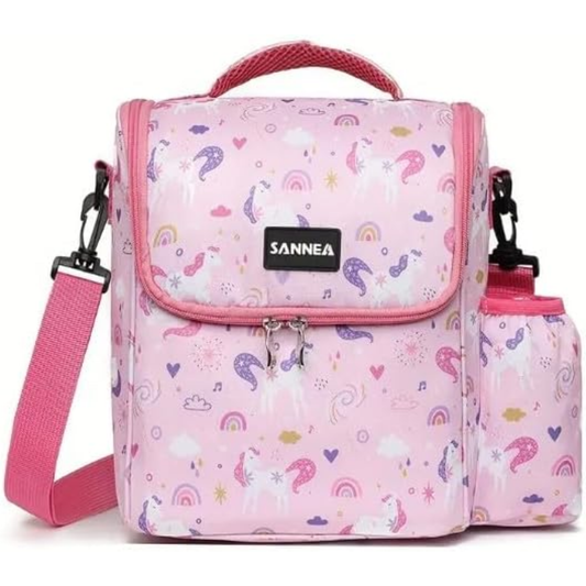 SANNEA Kids Insulated Lunch Bag with Bottle Holder – Waterproof Thermal Cooler for School, Travel & Everyday Use (7L)