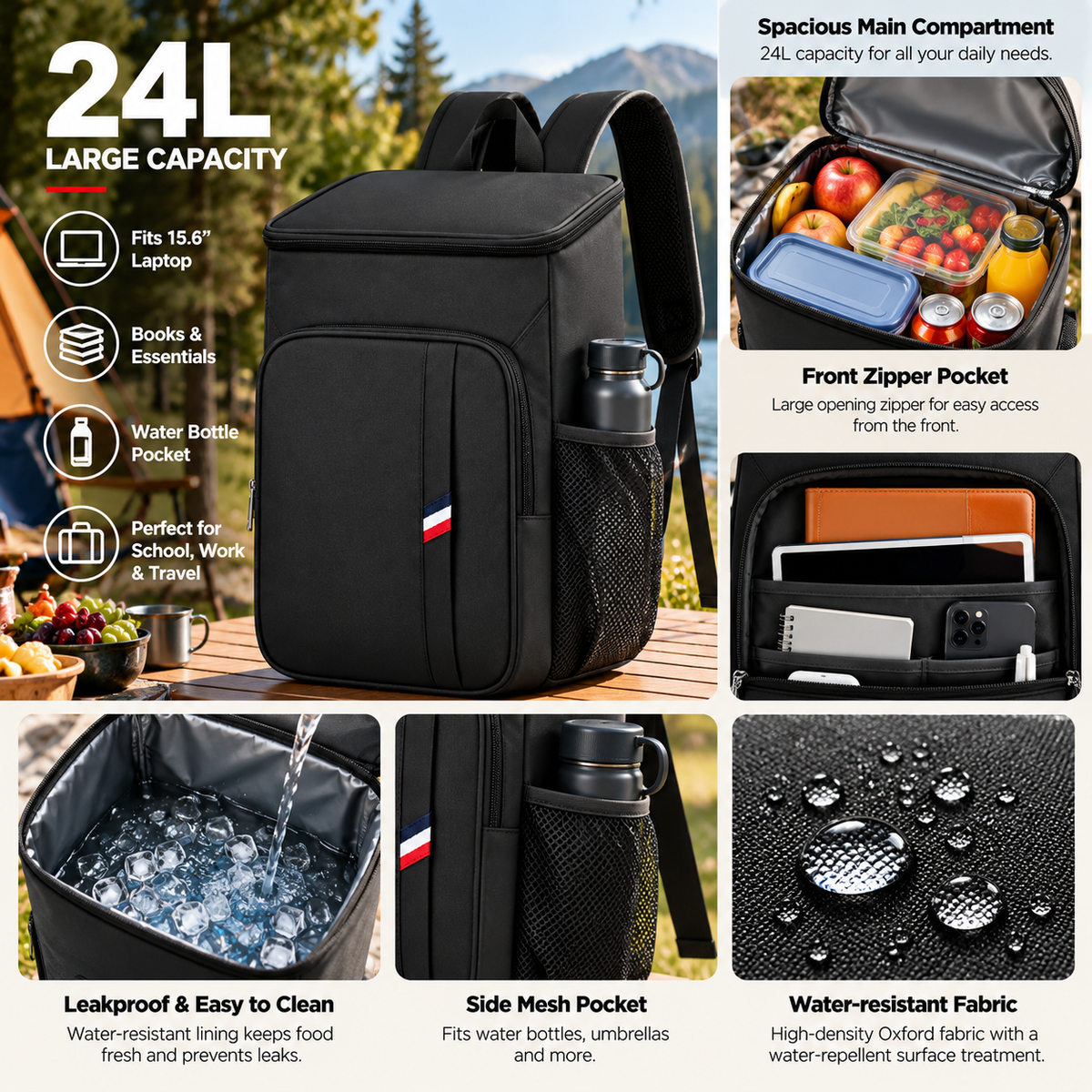 LITH 24L Cooler Backpack – Insulated Lunch & Picnic Day Pack