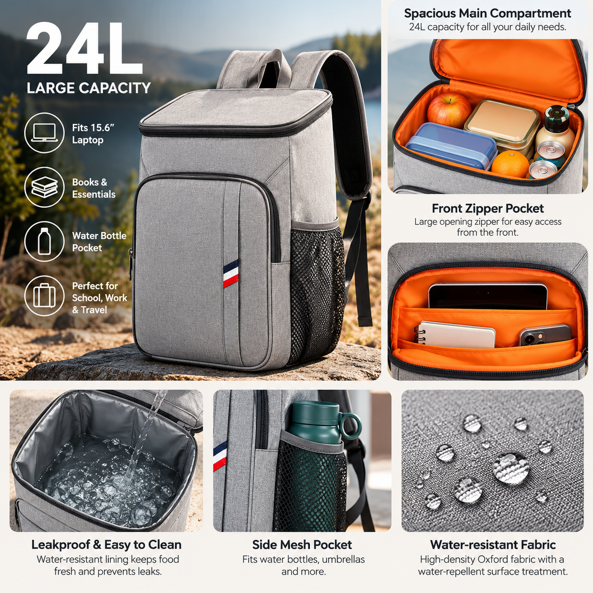 LITH 24L Cooler Backpack – Insulated Lunch & Picnic Day Pack