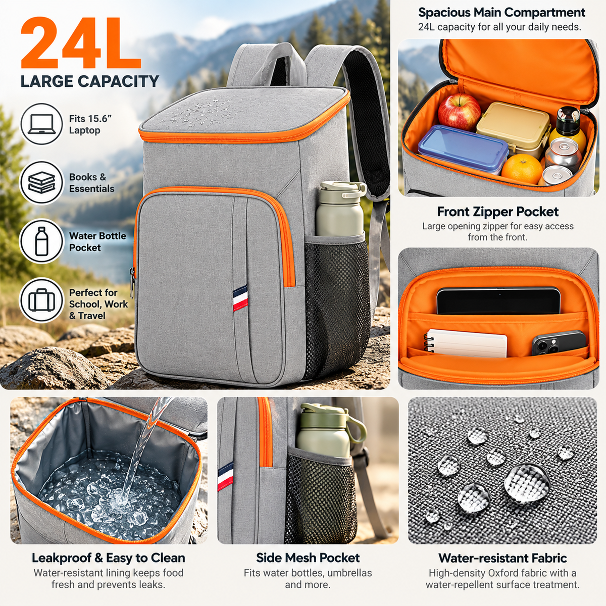 LITH 24L Cooler Backpack – Insulated Lunch & Picnic Day Pack