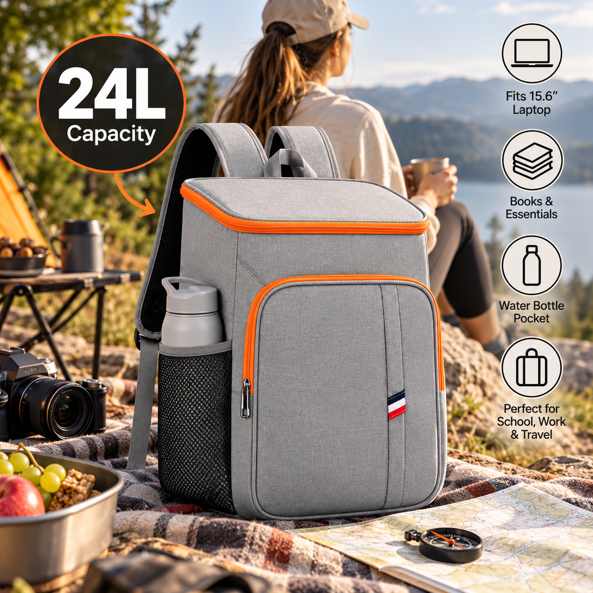 LITH 24L Cooler Backpack – Insulated Lunch & Picnic Day Pack