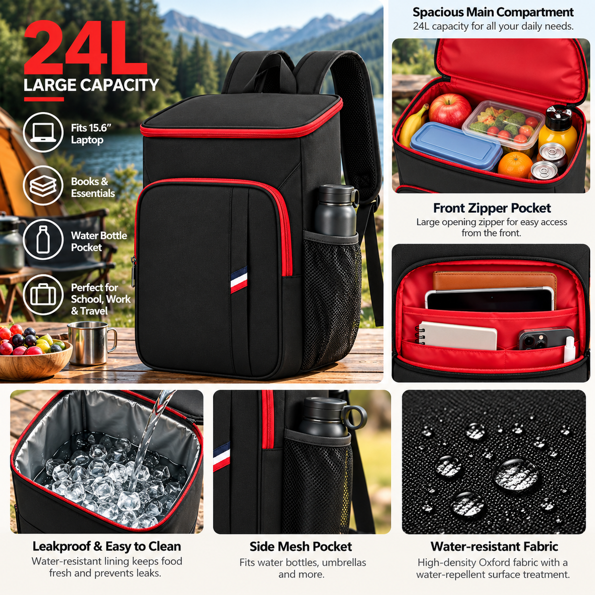 LITH 24L Cooler Backpack – Insulated Lunch & Picnic Day Pack