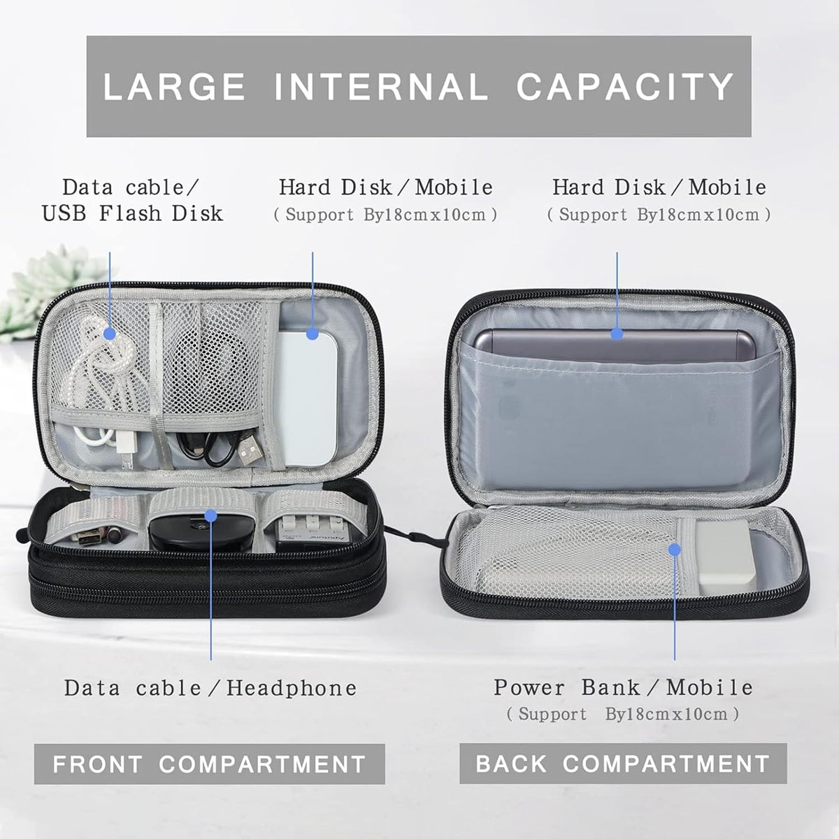 LITH Twin-Zip Tech Pouch – Compact Cable & Charger Organiser with Wrist Strap