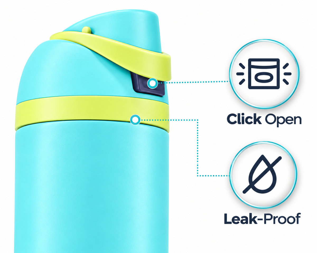 LITH 710ml sports water bottle in Green – one-hand click-open leak-proof lid