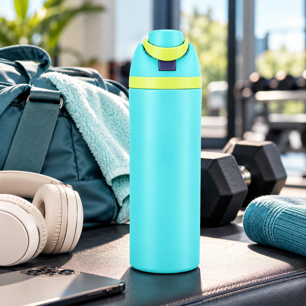 LITH 710ml sports water bottle in Green – lifestyle photo