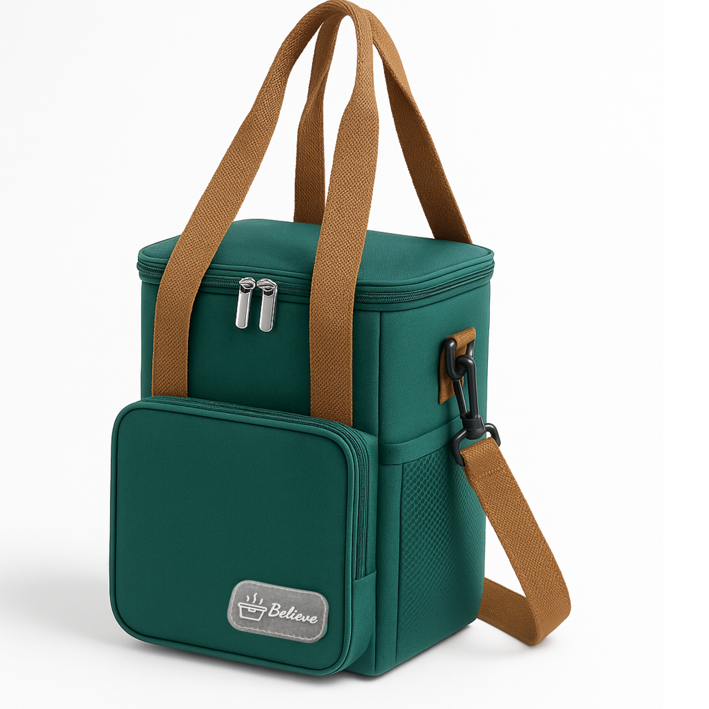 Believe Insulated Lunch Cooler Bag – Waterproof Thermal Lunch Tote with Strap (21 × 14.5 × 24 cm)