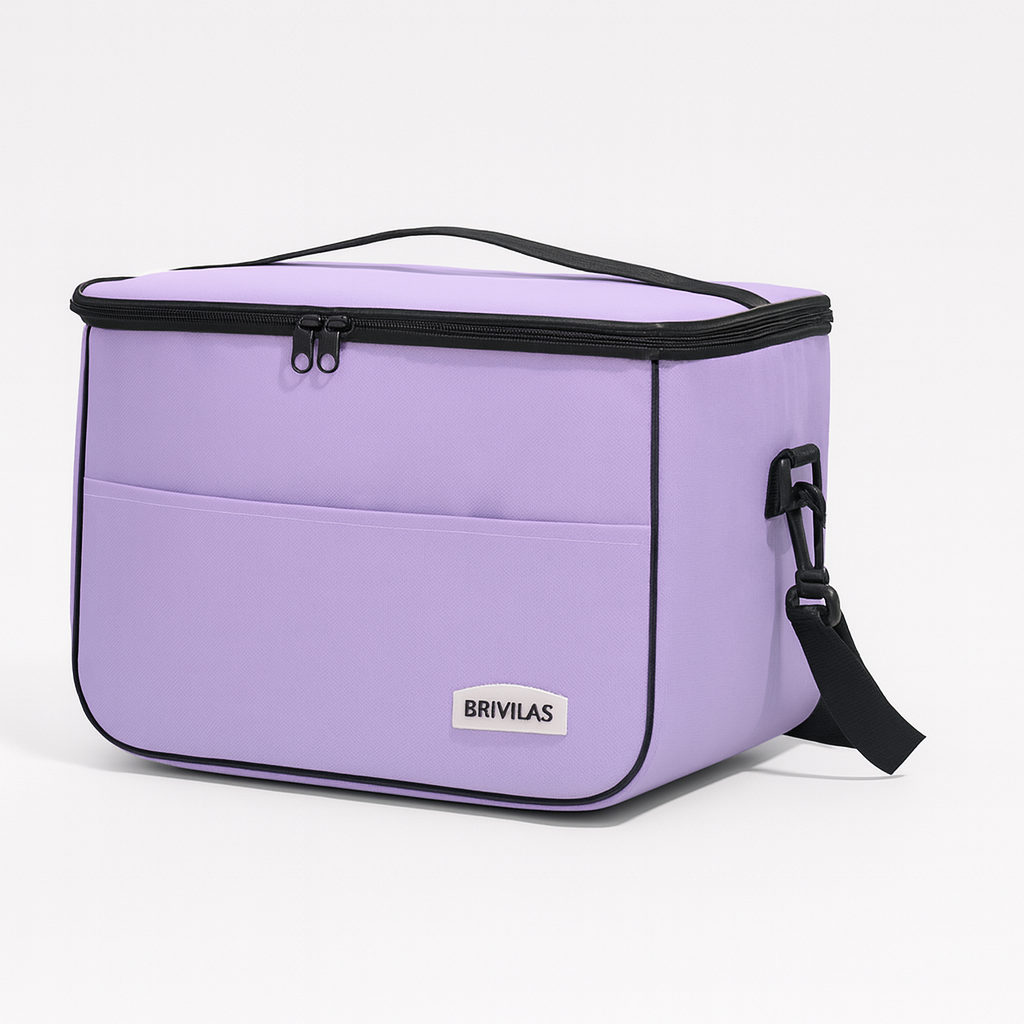 Thermal Foil-Insulated Large Square Lunch Cooler Bag with Strap