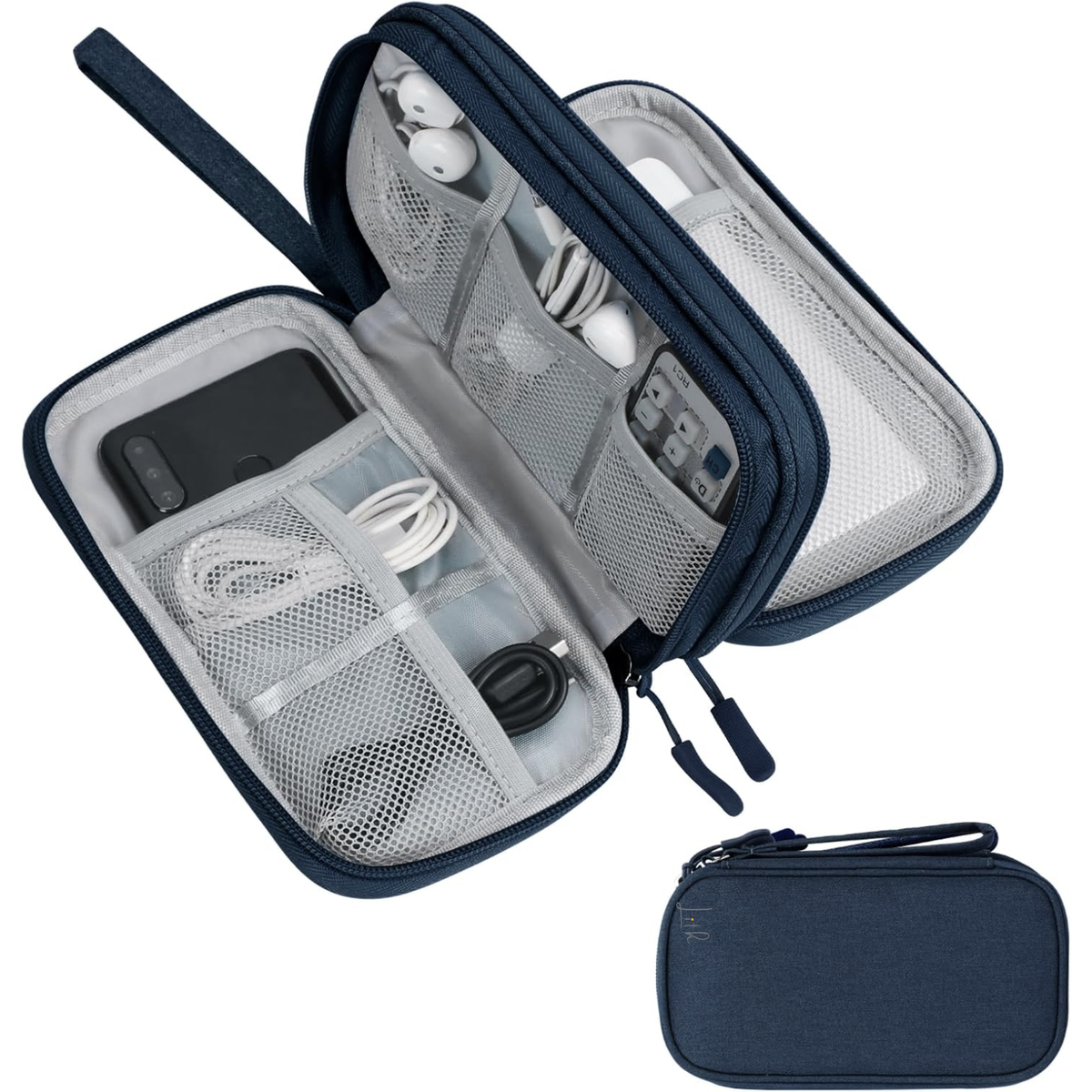 LITH Twin-Zip Tech Pouch – Compact Cable & Charger Organiser with Wrist Strap