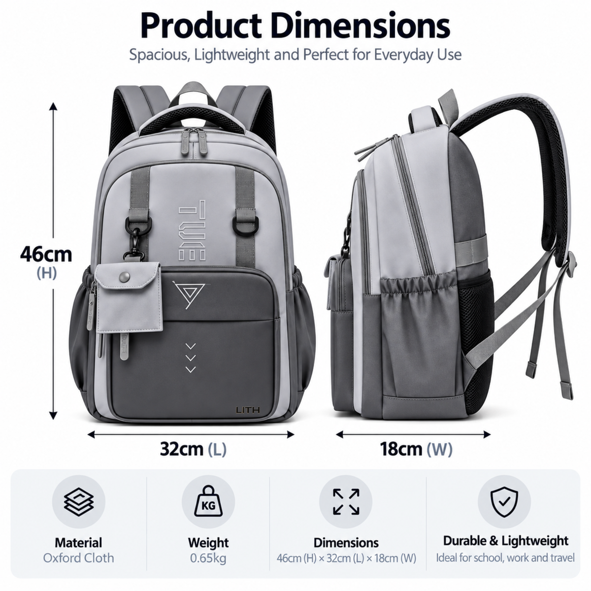 LITH Large Multi-Compartment Backpack – Oxford