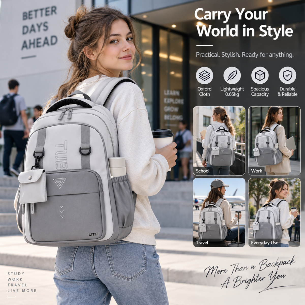 LITH Large Multi-Compartment Backpack – Oxford