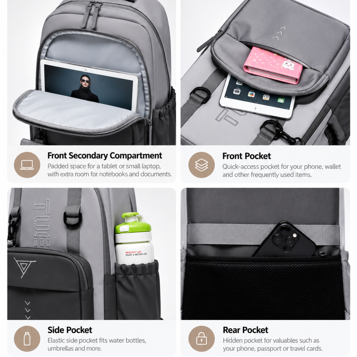 LITH Large Multi-Compartment Backpack – Oxford