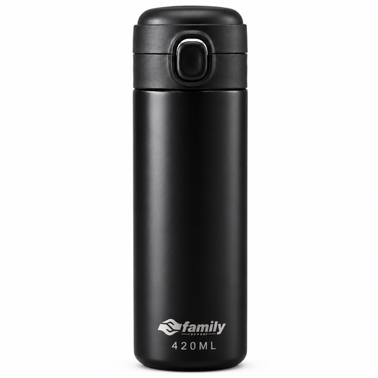 LITH 420ml Kids Insulated Water Bottle – Stainless Steel Flask with Push-Button Lid