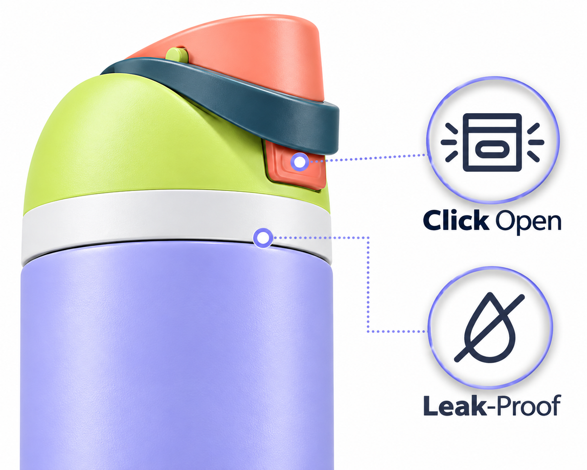 LITH 710ml sports water bottle in Purple – one-hand click-open leak-proof lid