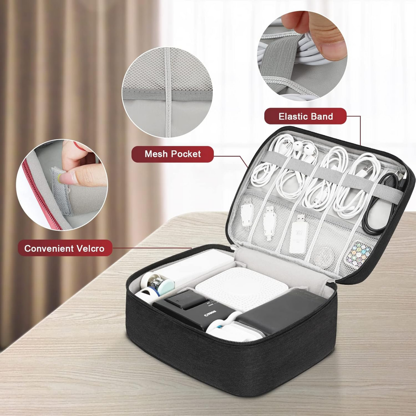 Travel Universal Accessories Organizer Bag – Waterproof Electronics Storage Case for Cables, Chargers & Tech Essentials
