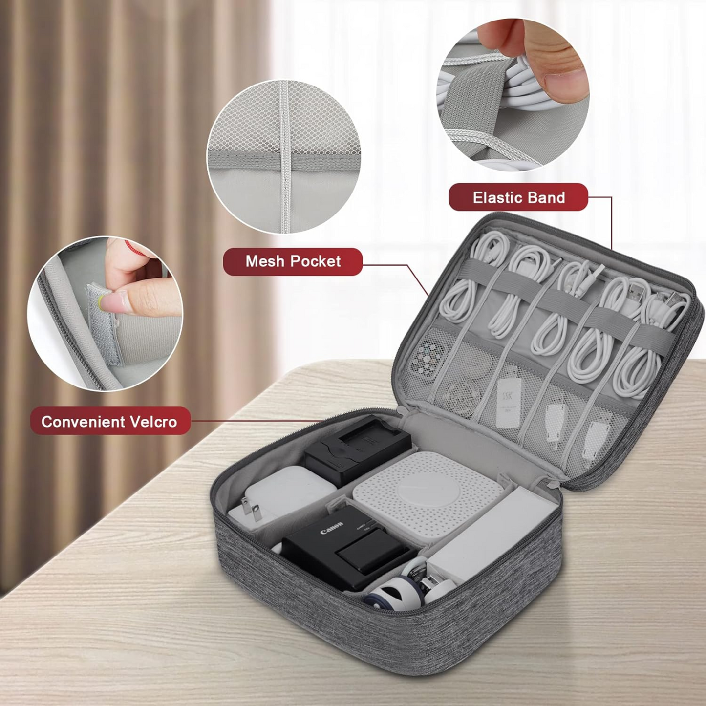 Travel Universal Accessories Organizer Bag – Waterproof Electronics Storage Case for Cables, Chargers & Tech Essentials