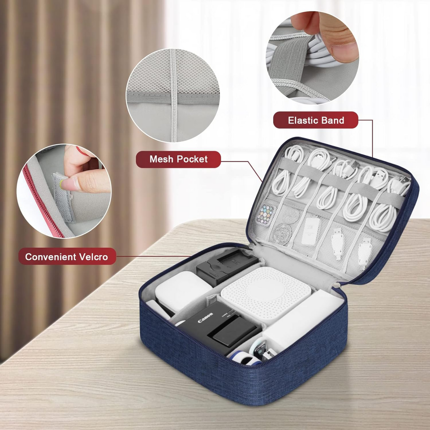 Travel Universal Accessories Organizer Bag – Waterproof Electronics Storage Case for Cables, Chargers & Tech Essentials