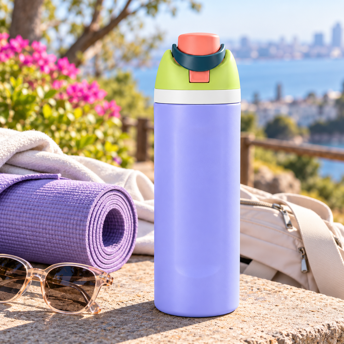 LITH 710ml sports water bottle in Purple – lifestyle photo